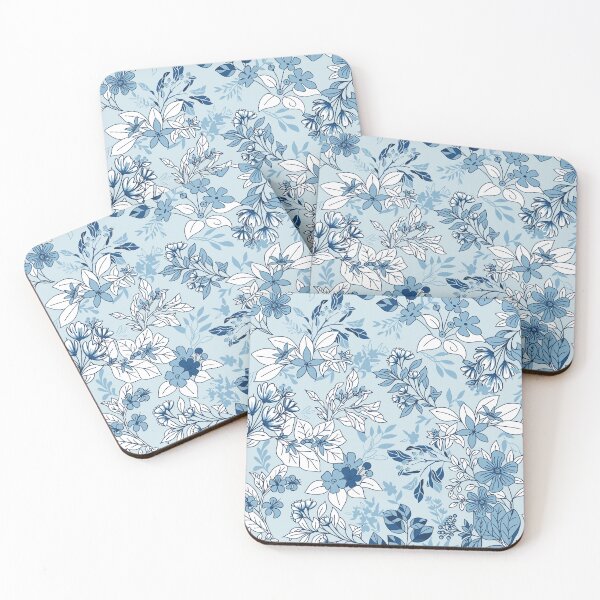 Item preview, Blue Monochrome Botanicals Pattern designed and sold by Farissa Designs.
