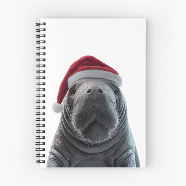 Item preview, Manatee with Christmas Hat – Festive Manatee Xmas Design designed and sold by LazyOwlStore.