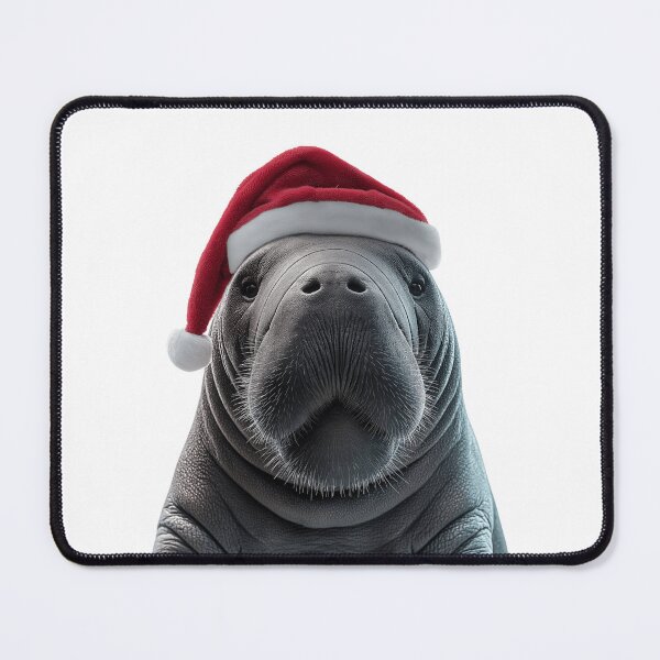 Item preview, Manatee with Christmas Hat – Festive Manatee Xmas Design designed and sold by LazyOwlStore.