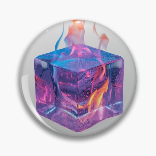 Item preview, Incandescent Ice Cube with Blue and Orange Flames – Photorealistic Neon Fire and Frost designed and sold by PixelVibe782.