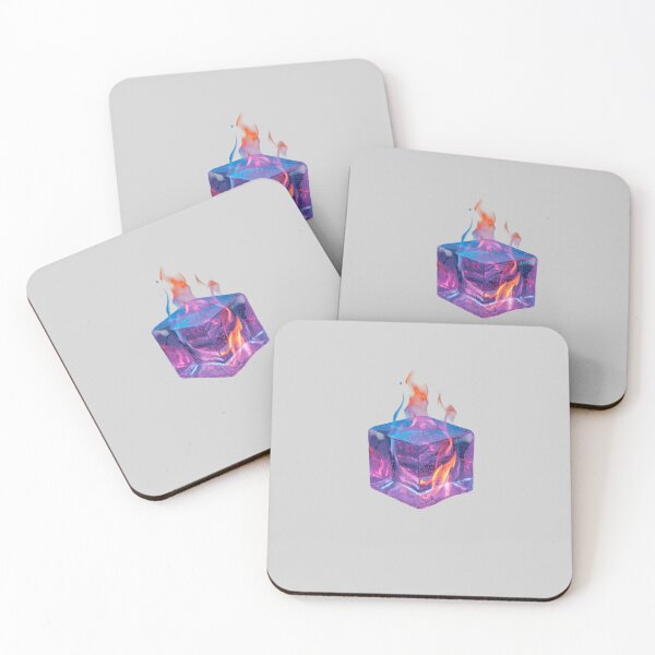 Item preview, Incandescent Ice Cube with Blue and Orange Flames – Photorealistic Neon Fire and Frost designed and sold by PixelVibe782.
