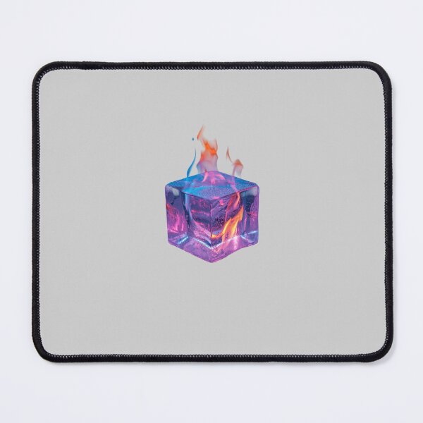 Item preview, Incandescent Ice Cube with Blue and Orange Flames – Photorealistic Neon Fire and Frost designed and sold by PixelVibe782.