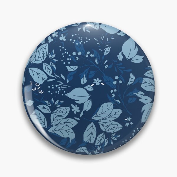 Item preview, Dark Blue Monochrome Leaves and Berries Pattern designed and sold by Farissa Designs.