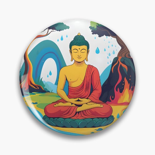 Item preview, Serene Balance: Buddha Amidst Nature's Elements designed and sold by UrvashiStudio.