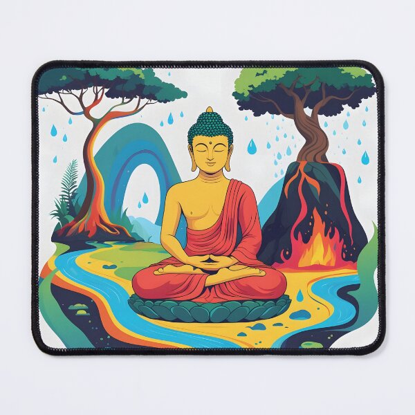 Item preview, Serene Balance: Buddha Amidst Nature's Elements designed and sold by UrvashiStudio.