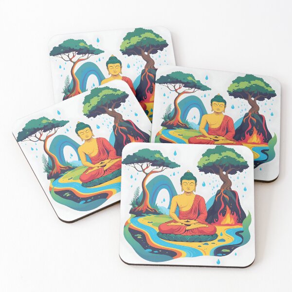 Item preview, Serene Balance: Buddha Amidst Nature's Elements designed and sold by UrvashiStudio.