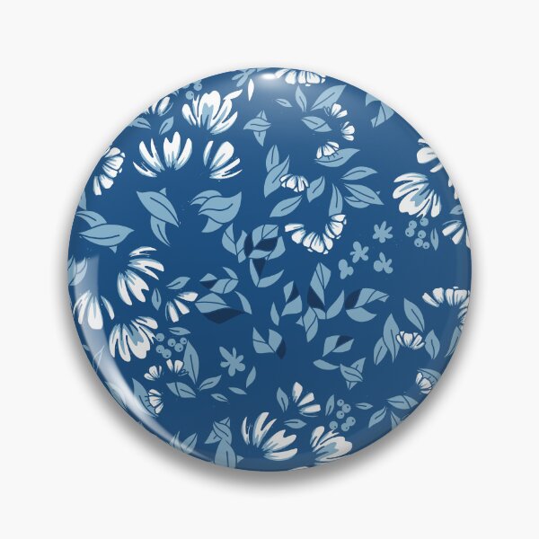 Item preview, Blue Monochrome Botanicals Pattern designed and sold by Farissa Designs.