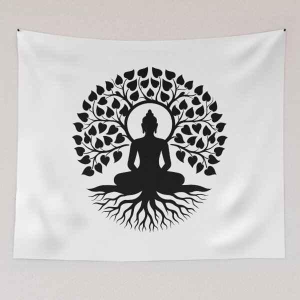 Item preview, Enlightened Buddha Under the Bodhi Tree – Spiritual Meditation Art designed and sold by Broken Minimalister.