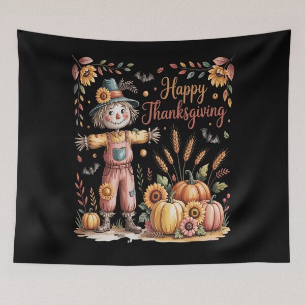 Item preview, Happy Thanksgiving pumpkin straw man designed and sold by VladoZork.