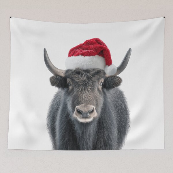 Item preview, Yak with Christmas Hat – Festive Yak Xmas Design designed and sold by LazyOwlStore.