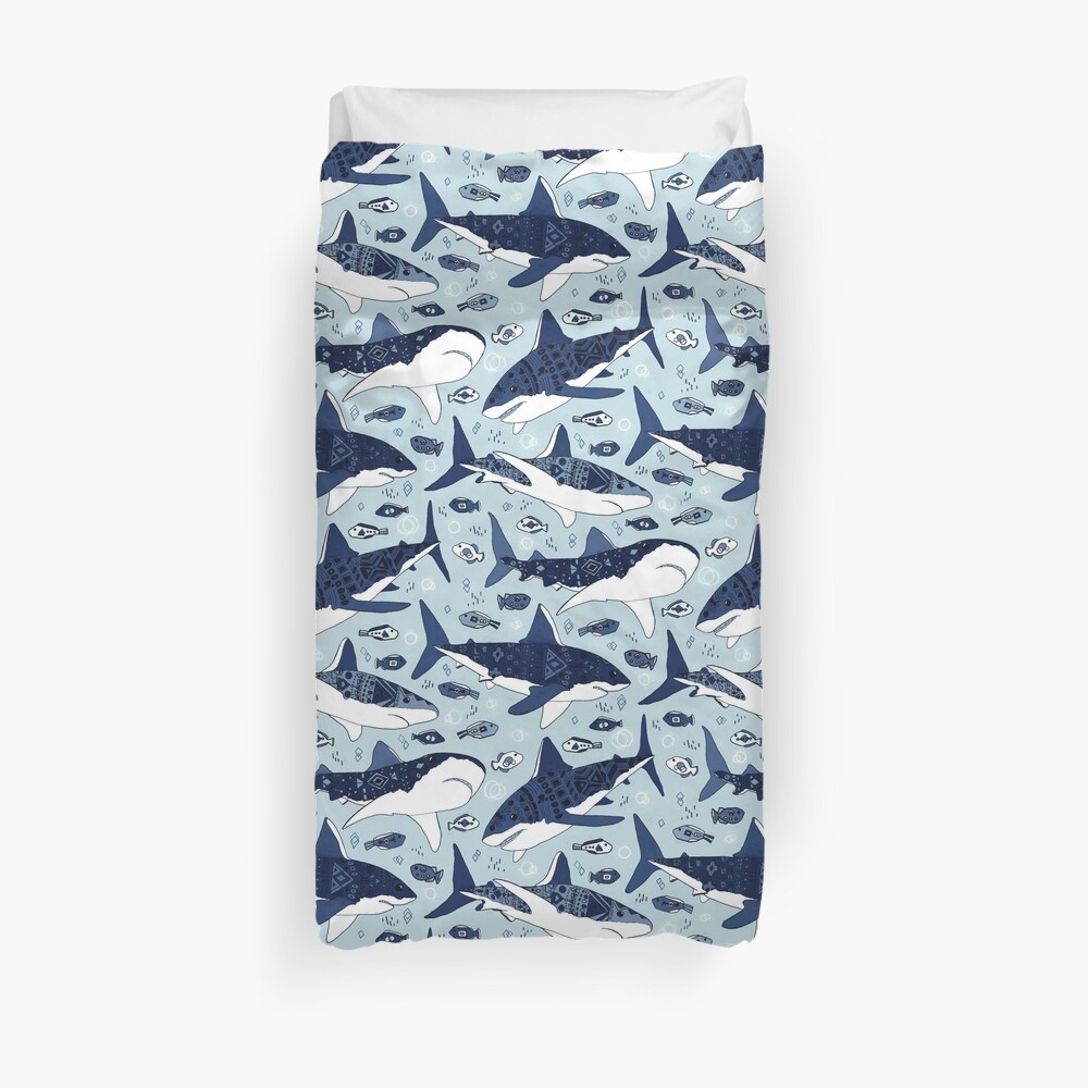 Sharks on Pale Blue Duvet Cover
