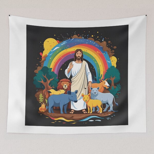 Item preview, Divine Harmony: Jesus, Animals, and the Covenant Rainbow designed and sold by UrvashiStudio.
