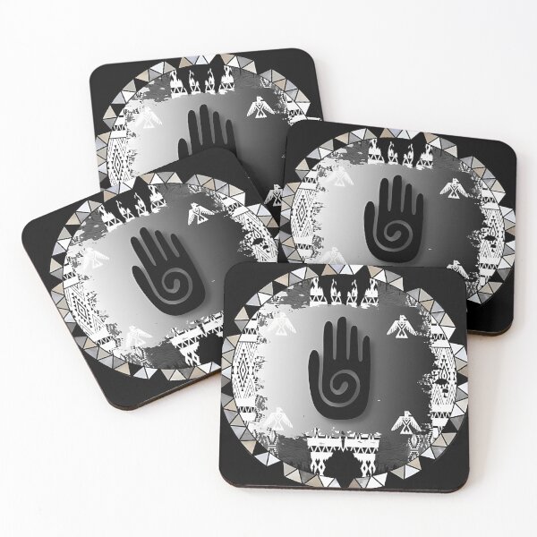 Item preview,  Hopi Indian Healing Hand With Tribal Symbol Pattern In Black And White designed and sold by Edneist22.