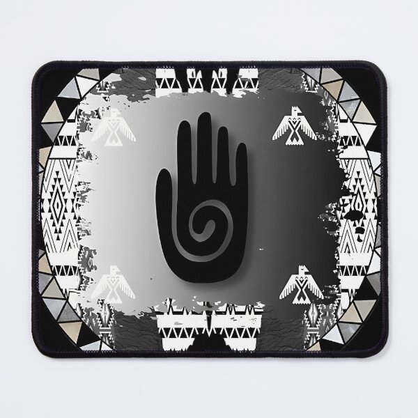 Item preview, Hopi Indian Healing Hand With Tribal Symbol Pattern In Black And White designed and sold by Edneist22.
