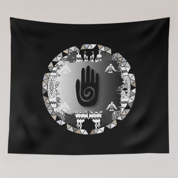 Item preview,  Hopi Indian Healing Hand With Tribal Symbol Pattern In Black And White designed and sold by Edneist22.