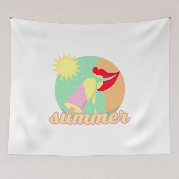 Item preview, Summer, sun and ice - red lips eating ice designed and sold by MarlowLoom.