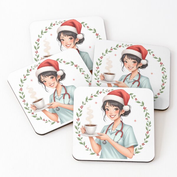Item preview, Christmas Nurse with Coffee Mug designed and sold by Vividdesignsau.