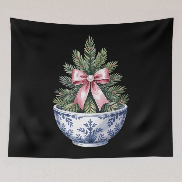 Item preview, Chinoiserie Christmas Tree Blue Willow Ginger Jar Hanukkah designed and sold by HellD3vil-Art.