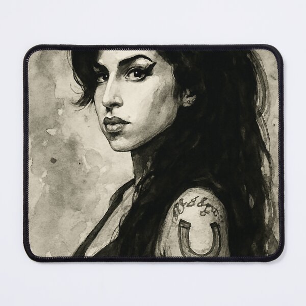 Item preview, Amy Winehouse Portrait Art – Black Ink Watercolour Painting of Music Icon designed and sold by ConorKeeganArt.