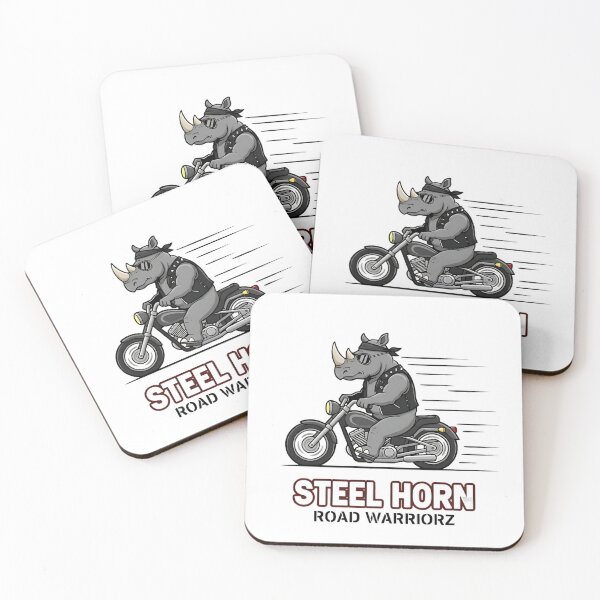 Item preview, Steel Horn Road Warriorz – Rhino Biker Cartoon Logo designed and sold by rapplges.
