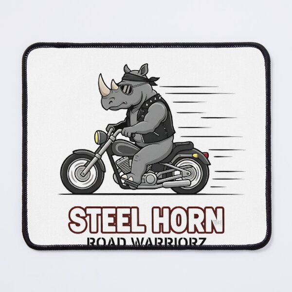 Item preview, Steel Horn Road Warriorz – Rhino Biker Cartoon Logo designed and sold by rapplges.