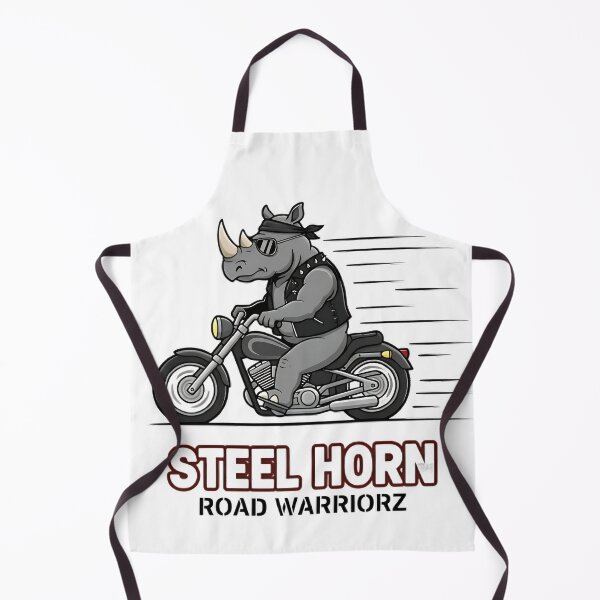 Item preview, Steel Horn Road Warriorz – Rhino Biker Cartoon Logo designed and sold by rapplges.
