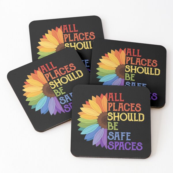 Item preview, Rainbow Sunflower Quote Art – All Places Should Be Safe Spaces – Colorful Positive Design designed and sold by DreamiCanvas.