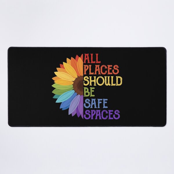 Item preview, Rainbow Sunflower Quote Art – All Places Should Be Safe Spaces – Colorful Positive Design designed and sold by DreamiCanvas.