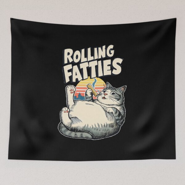 Item preview, Rolling Fatties Sunset Retro Chubby Cat Humor designed and sold by hieuha091XRg.