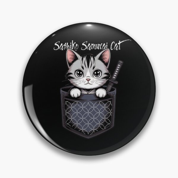 Item preview, Pocket Samurai Cat with Japanese Sashiko Embroidery designed and sold by Ania_BM.