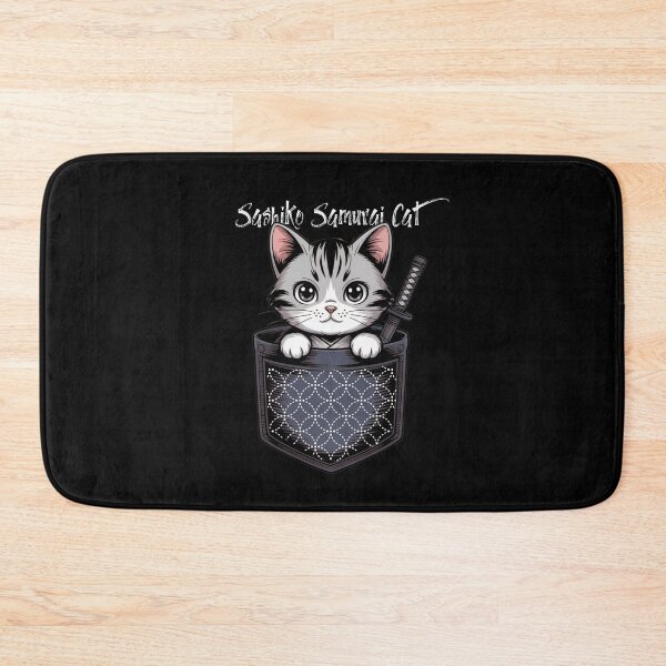 Item preview, Pocket Samurai Cat with Japanese Sashiko Embroidery designed and sold by Ania_BM.