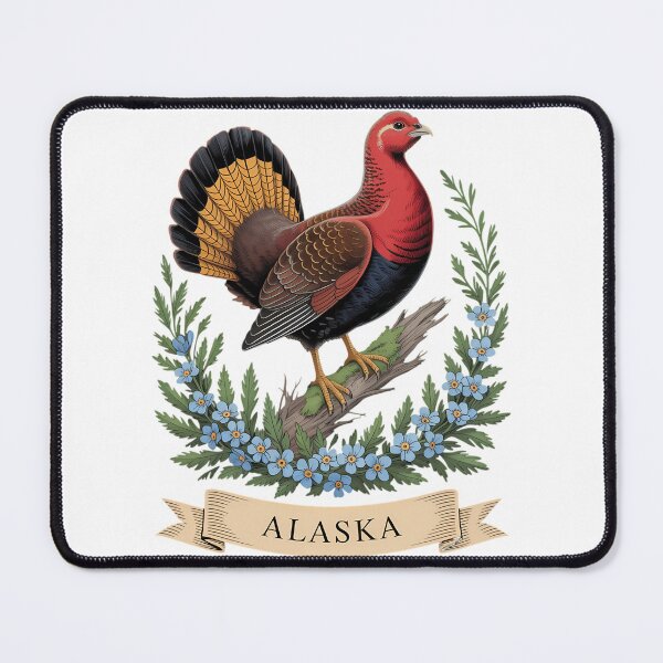 Item preview, Alaska Willow Ptarmigan Bird and Forget-Me-Not Flower designed and sold by Moon-Ape.
