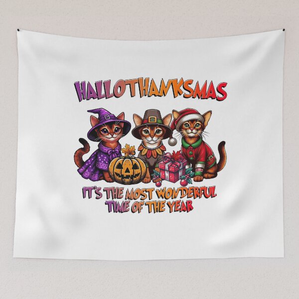 Item preview, Abyssinian Cat Halloween Thanksgiving Christmas  designed and sold by doodIllustrate.