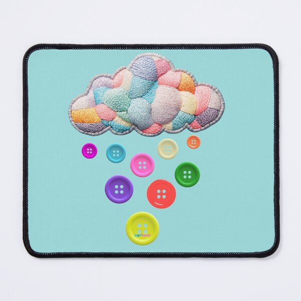 Item preview, Embroidered Cloud Raining Buttons – Buttonly Design designed and sold by Drawcad3d.