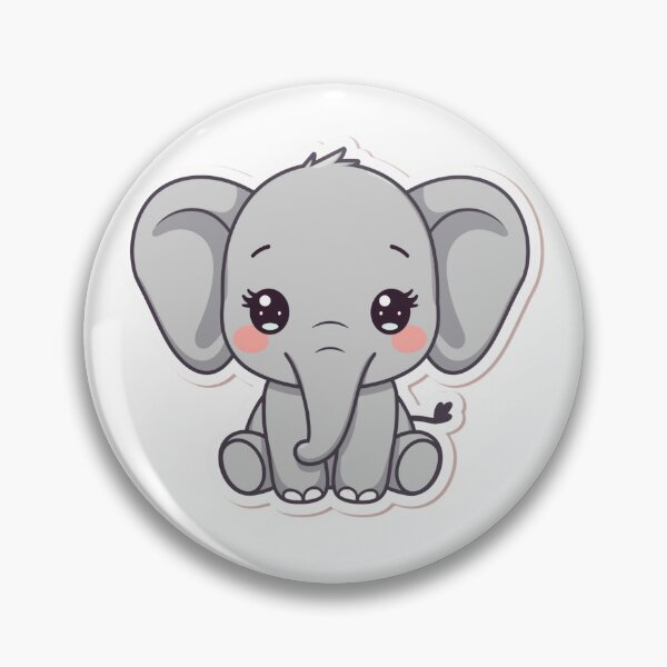 Item preview, Kawaii Elephant – Cute Baby Elephant Chibi Drawing designed and sold by KawaiiAI-Art.