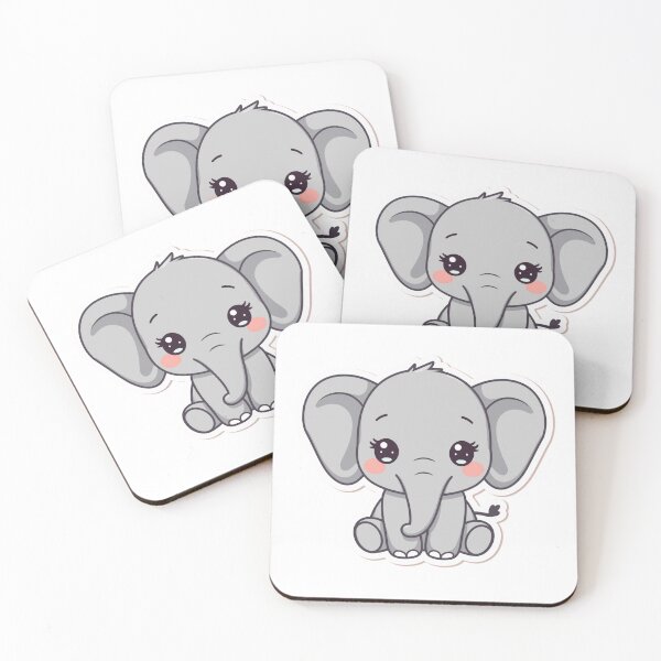 Item preview, Kawaii Elephant – Cute Baby Elephant Chibi Drawing designed and sold by KawaiiAI-Art.