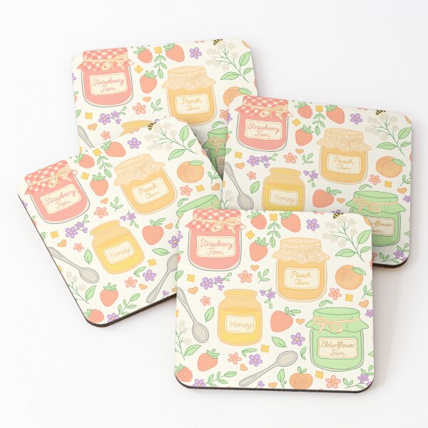Item preview, Cottage Core Jam and Honey Jars with Flowers and Bee designed and sold by Studio Pico.