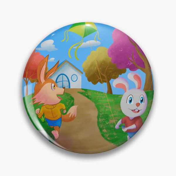 Item preview, Rabbit and Fox playing kite in the garden designed and sold by evanurozi.