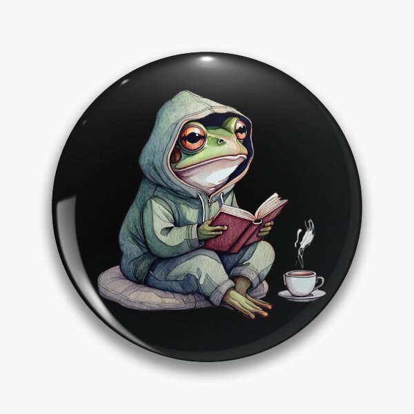 Item preview, Cozy Frog Reading with Coffee – Cottagecore Aesthetic designed and sold by Ombrya.