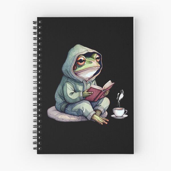 Item preview, Cozy Frog Reading with Coffee – Cottagecore Aesthetic designed and sold by Ombrya.