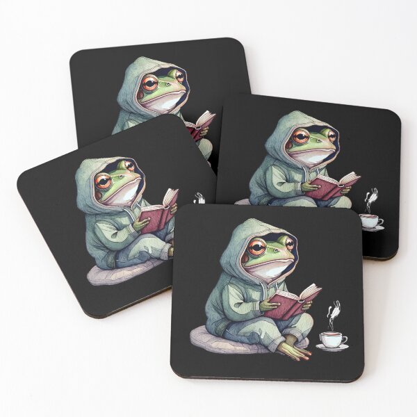 Item preview, Cozy Frog Reading with Coffee – Cottagecore Aesthetic designed and sold by Ombrya.