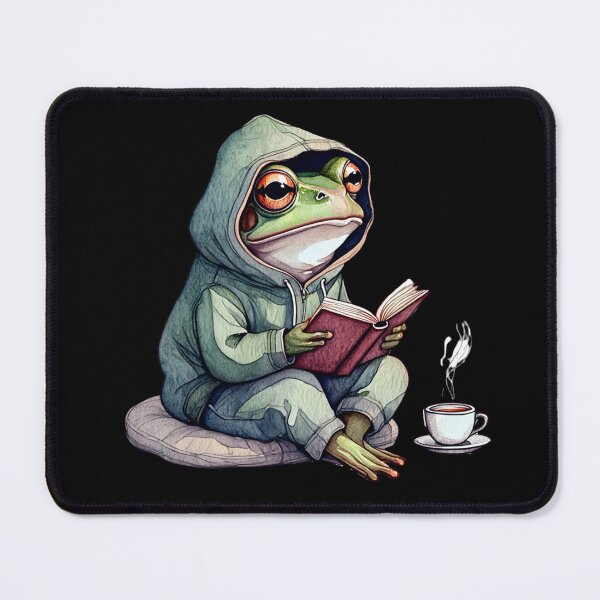 Item preview, Cozy Frog Reading with Coffee – Cottagecore Aesthetic designed and sold by Ombrya.