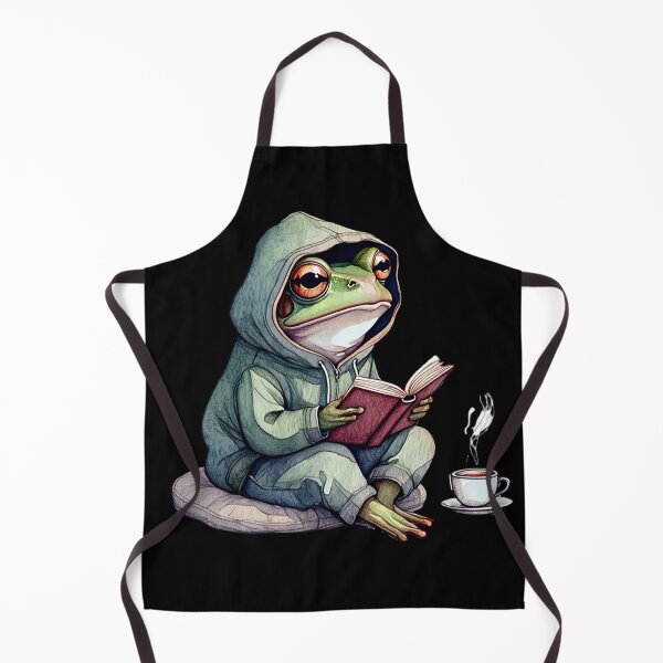 Item preview, Cozy Frog Reading with Coffee – Cottagecore Aesthetic designed and sold by Ombrya.