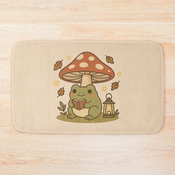 Item preview, Kawaii Frog Reading Under Mushroom Lantern designed and sold by MythicPixel.