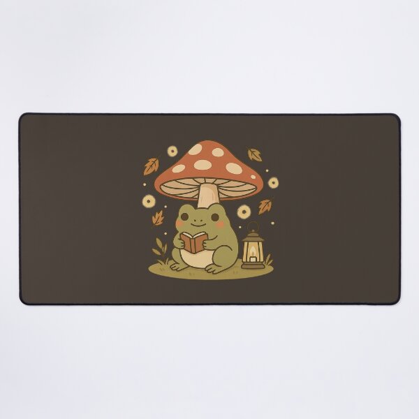 Item preview, Kawaii Frog Reading Under Mushroom Lantern designed and sold by MythicPixel.