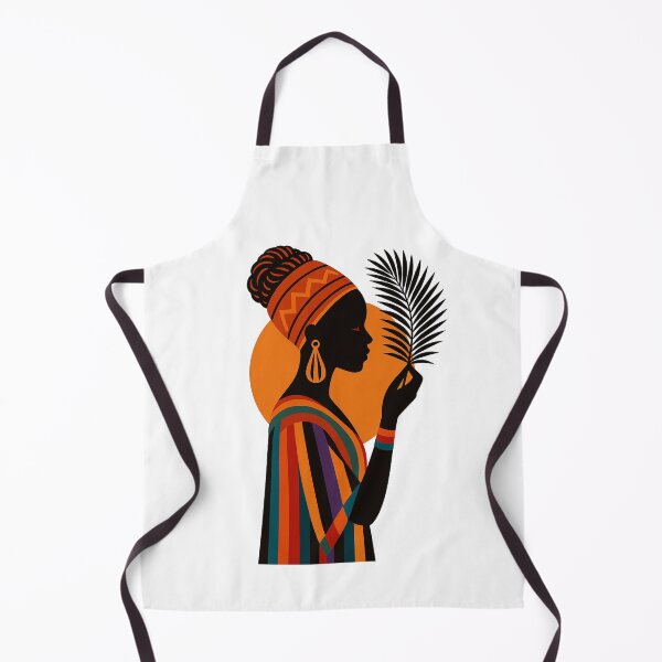 Item preview, Elegant African Woman Silhouette with Colorful Attire and Palm Leaf designed and sold by Broken Minimalister.