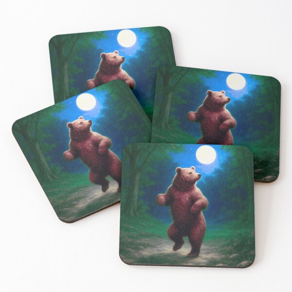 Item preview, A bear dances in the forest under a full moon designed and sold by Steffani Lehmann.