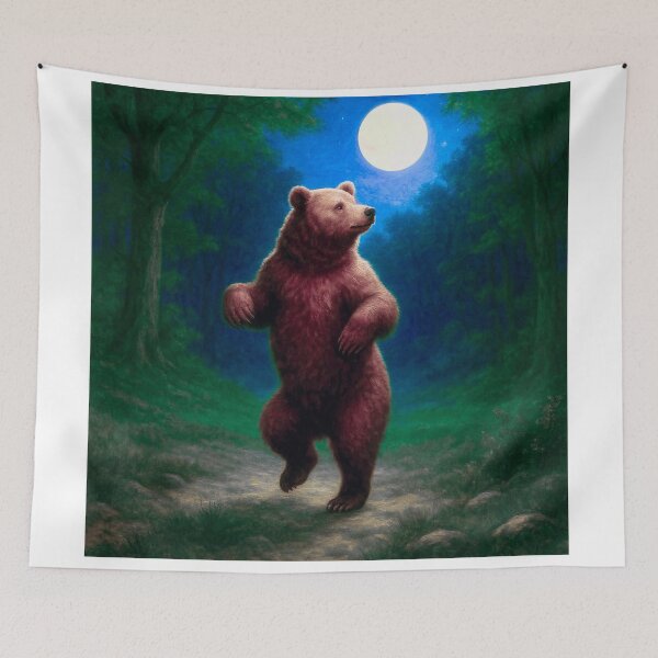 Item preview, A bear dances in the forest under a full moon designed and sold by Steffani Lehmann.