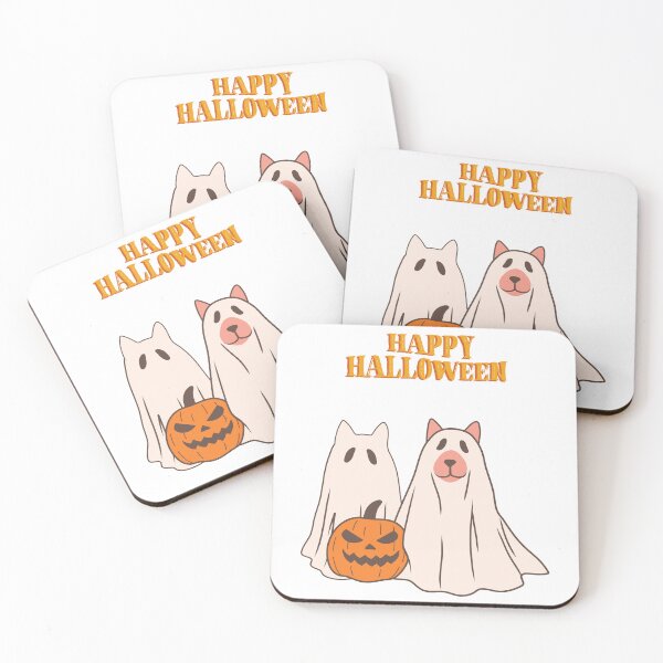 Item preview, Happy Halloween. Cat And Dog as Funny Ghosts. designed and sold by Dinasshop.