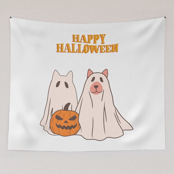 Item preview, Happy Halloween. Cat And Dog as Funny Ghosts. designed and sold by Dinasshop.